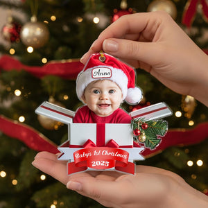 Personalized Baby s First Christmas Ornament 2025,Custom Baby Photo Ornament,Newborn Keepsake Gift Box,Flat Acrylic Xmas Decor,Funny Newborn
