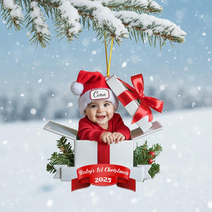 Personalized Baby s First Christmas Ornament 2025,Custom Baby Photo Ornament,Newborn Keepsake Gift Box,Flat Acrylic Xmas Decor,Funny Newborn