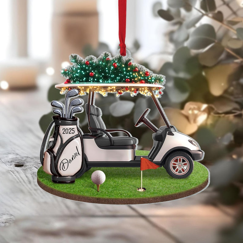 Custom Golf Christmas Ornament,Golf Backpack Ornament,Golf Club Keepsake,Golf Lover Gift for Golf Dad, Gift For Pro Golfer, Golf Player Gift