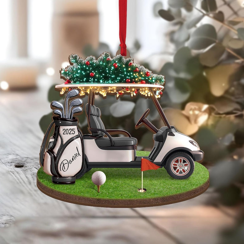 Custom Golf Christmas Ornament,Golf Backpack Ornament,Golf Club Keepsake,Golf Lover Gift for Golf Dad, Gift For Pro Golfer, Golf Player Gift