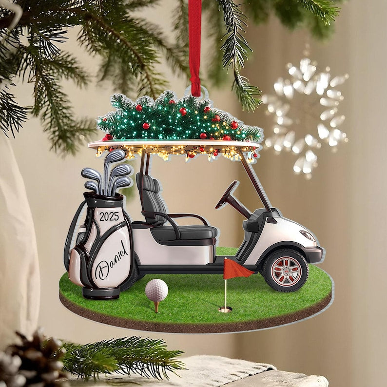 Custom Golf Christmas Ornament,Golf Backpack Ornament,Golf Club Keepsake,Golf Lover Gift for Golf Dad, Gift For Pro Golfer, Golf Player Gift