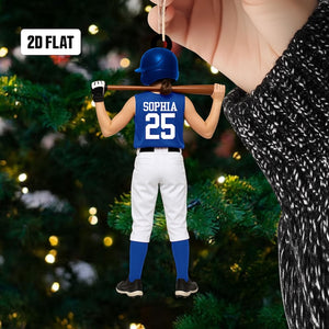 Personalized Kid Softball Player 2D Flat Ornament, Custom Name Softball Ornament, Softball Keepsake, Softball Uniform Ornament,Gift for Kids