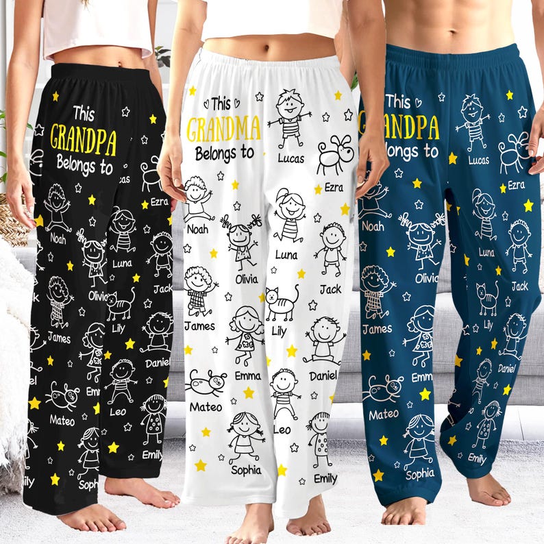 This Grandpa Dad Belongs To Pajama Pants, Custom Name Christmas Gift Grandpa Gift Custom Christmas Gift For Grandpa Xmas Gift
