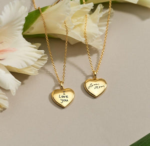 Dainty Actul Handwriting Heart Charm Necklace, Memorial Necklace, Keepsake Necklace, Custom Signature Jewellery, Christmas Gift for Her