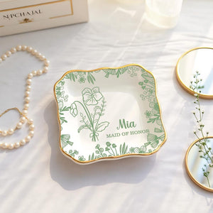 Personalized Maid of Honor Ceramic Jewelry Dish,Bridesmaid Proposal Gift,Maid of Honor Gift,Friendship Gift,Ceramic Ring Holder Wedding gift