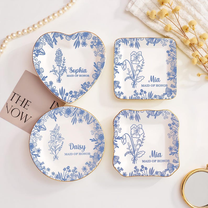 Personalized Maid of Honor Ceramic Jewelry Dish,Bridesmaid Proposal Gift,Maid of Honor Gift,Friendship Gift,Ceramic Ring Holder Wedding gift