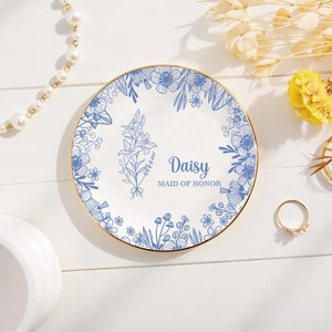 Personalized Maid of Honor Ceramic Jewelry Dish,Bridesmaid Proposal Gift,Maid of Honor Gift,Friendship Gift,Ceramic Ring Holder Wedding gift