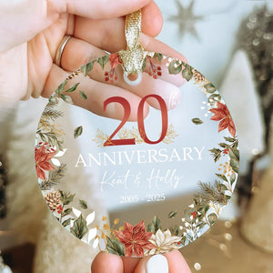 20th Wedding Anniversary Gift, Personalized Anniversary Glass Ornament, Custom Parents' Anniversary Gift, Custom Anniversary Gift