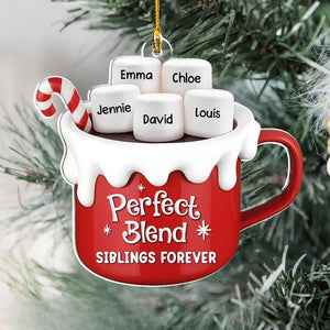 Personalized Marshmallow Family Ornament, Family Christmas Ornament, Hot Cocoa Cup Ornament, Christmas Ornaments, Family Christmas Gift