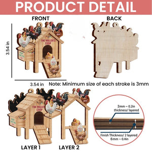 Custom 2 Layered Wooden Family Chicken Coop Ornament, Family Members Name Ornament, Chicken Coop Ornament With Name,Personalized Family Gift