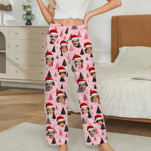 Custom Face Christmas Pajama Pants, Personalized Family Gift Custom Pet Face Photo Couple Pajama Pants,Birthday Gift Family Christmas Matching Outfit