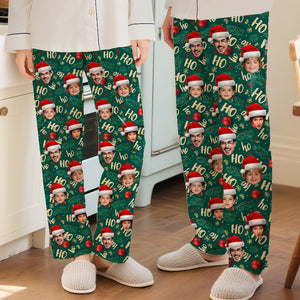 Custom Face Christmas Pajama Pants, Personalized Family Gift Custom Pet Face Photo Couple Pajama Pants,Birthday Gift Family Christmas Matching Outfit