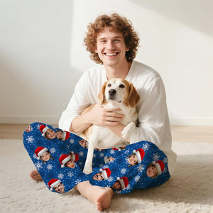 Custom Face Christmas Pajama Pants, Personalized Family Gift Custom Pet Face Photo Couple Pajama Pants,Birthday Gift Family Christmas Matching Outfit