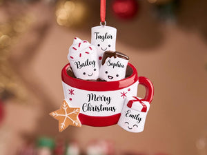 Personalized Resin Family Ornament, Coffee Cup Christmas Family Ornament, Marshmallow Family of 2,3,4,5,6 Ornament 2025, Christmas Decor