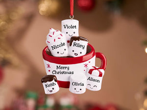 Personalized Resin Family Ornament, Coffee Cup Christmas Family Ornament, Marshmallow Family of 2,3,4,5,6 Ornament 2025, Christmas Decor