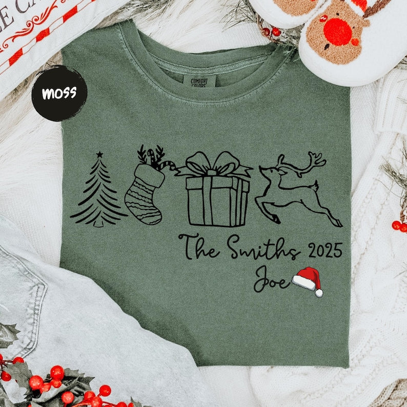 Family Christmas Shirt, Custom Christmas Name Shirt, Funny Family Xmas Pjs, Personalized Holiday Tee, Custom Xmas Gift, Gift