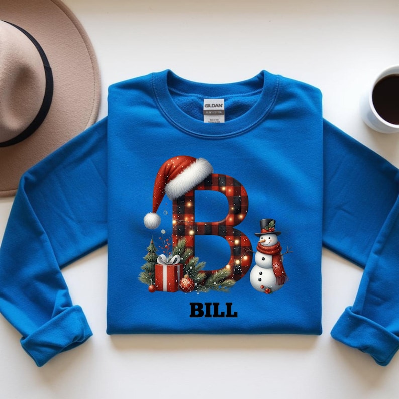 Matching Family Christmas Sweatshirts, Personalized Letter Shirts, Family Holiday Family Tops, Christmas Crewneck, Christmas Family Tshirt