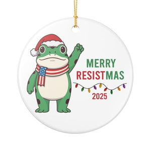 Merry Resistmas Frog Ornament, Funny Political Protest Gift, Portland Frog Meme Christmas Decor, Freedom Frog Ceramic Keepsake