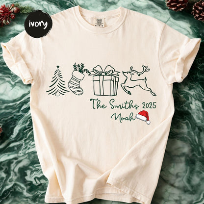 Family Christmas Shirt, Custom Christmas Name Shirt, Funny Family Xmas Pjs, Personalized Holiday Tee, Custom Xmas Gift, Gift