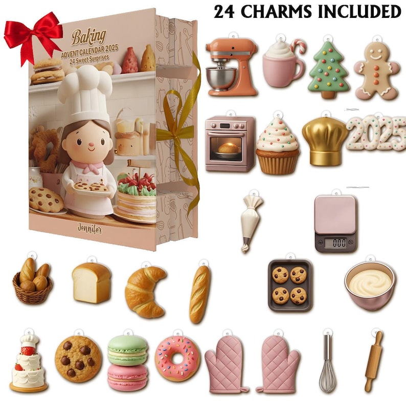 Personalized 24 Sweet Surprises Advent Calendar, Gift For Baking Lovers, Acrylic Blind Box Countdown Calendar, Home Chef Gifts, Chef Gifts