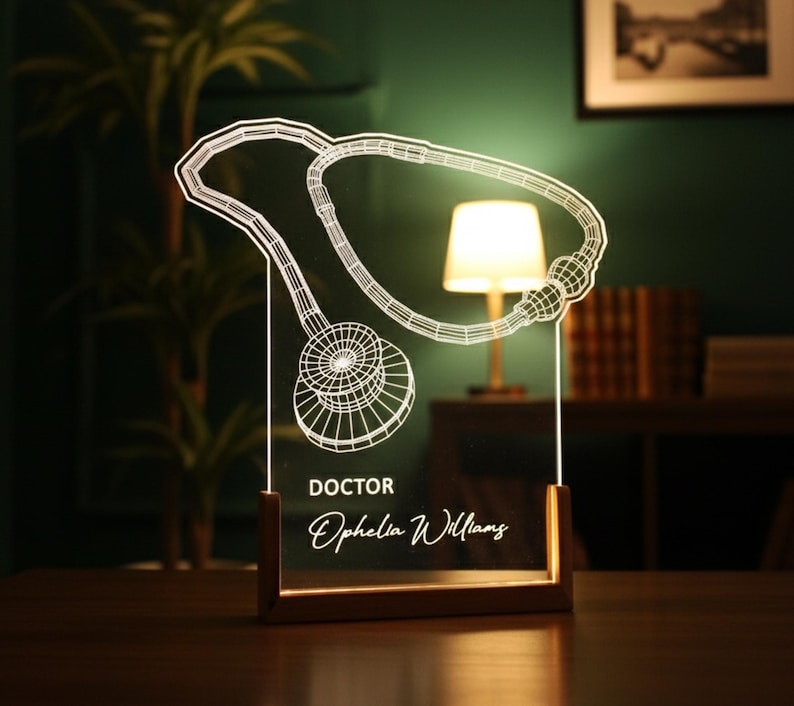 Personalized Stethoscope LED Lamp Gift for Doctors, Medical Students, Nurses, Custom Light for Office, Graduation