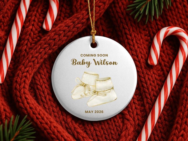 Pregnancy Reveal Ornament, Baby Keepsake Ornament, Baby Announcement Ornament, Coming Soon Baby Christmas Ornament, We're Expecting Ornament