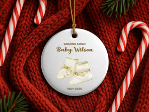 Pregnancy Reveal Ornament, Baby Keepsake Ornament, Baby Announcement Ornament, Coming Soon Baby Christmas Ornament, We're Expecting Ornament