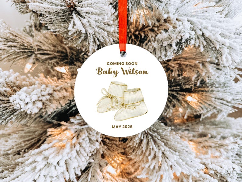 Pregnancy Reveal Ornament, Baby Keepsake Ornament, Baby Announcement Ornament, Coming Soon Baby Christmas Ornament, We're Expecting Ornament