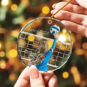 Personalized Volleyball Girl Ornament, Volleyball Player Gifts, Volleyball Lover Gift, Volleyball Xmas Glass Ornament, Volleyball Team Gifts