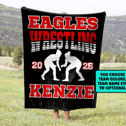 Girls Wrestling Gift - Personalized Girls Wrestling Blanket For Female Wrestlers, Our Custom Wrestling Fleece Throw is Fun Senior Gift Idea