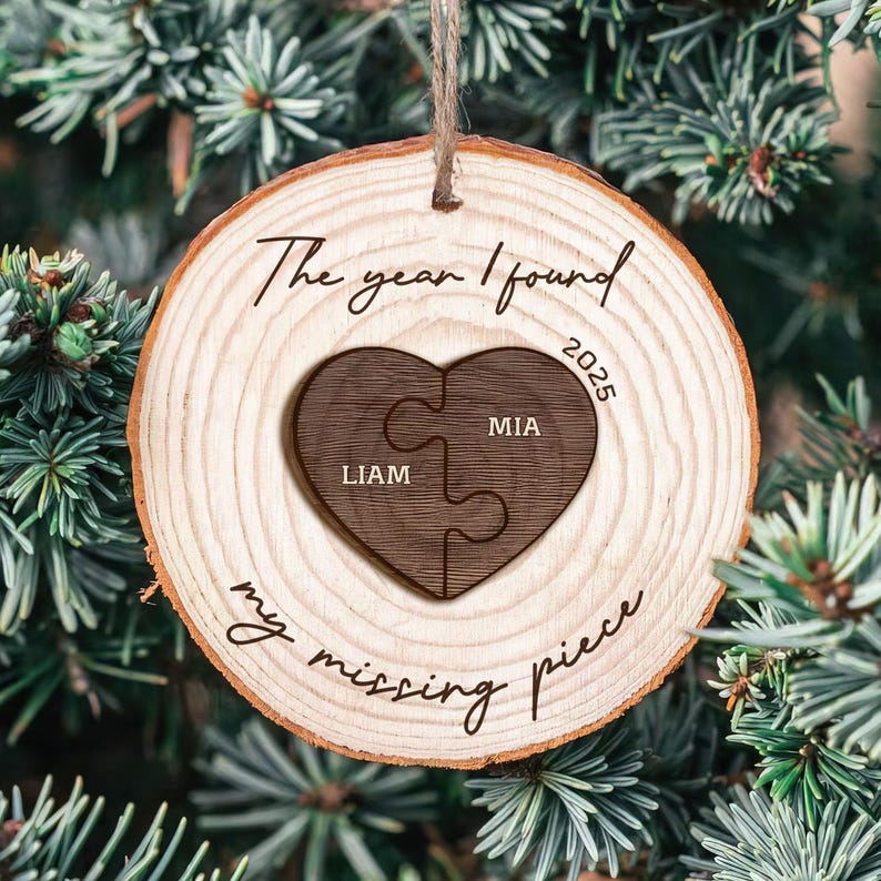 The Year I Found My Missing Piece - Personalized Custom Couple Christmas 2025 Ornament, Christmas Gift for Him or Her, NewlyWed Gift