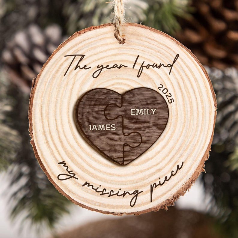 The Year I Found My Missing Piece - Personalized Custom Couple Christmas 2025 Ornament, Christmas Gift for Him or Her, NewlyWed Gift