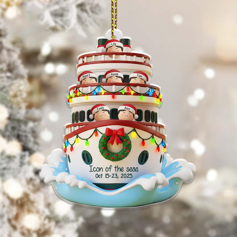 Personalized Cruise Ship Vacation Ornament, Cruise Ship Ornament, Personalized Vacation Ornament, Cruise Christmas Gift, Cruise Lover Gift