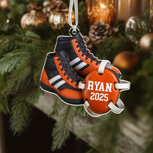 Custom Wrestling Christmas Ornament 2025, Wrestling Lovers Gift, Wrestler Shoes Ornament, Wrestling Team Gift, Sports Player Christmas Gift