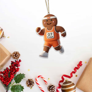 Custom Name Track Runner Gingerbread Ornament: Brunette Girl, Marathon Keepsake, Personalized Runner Ornament 2025
