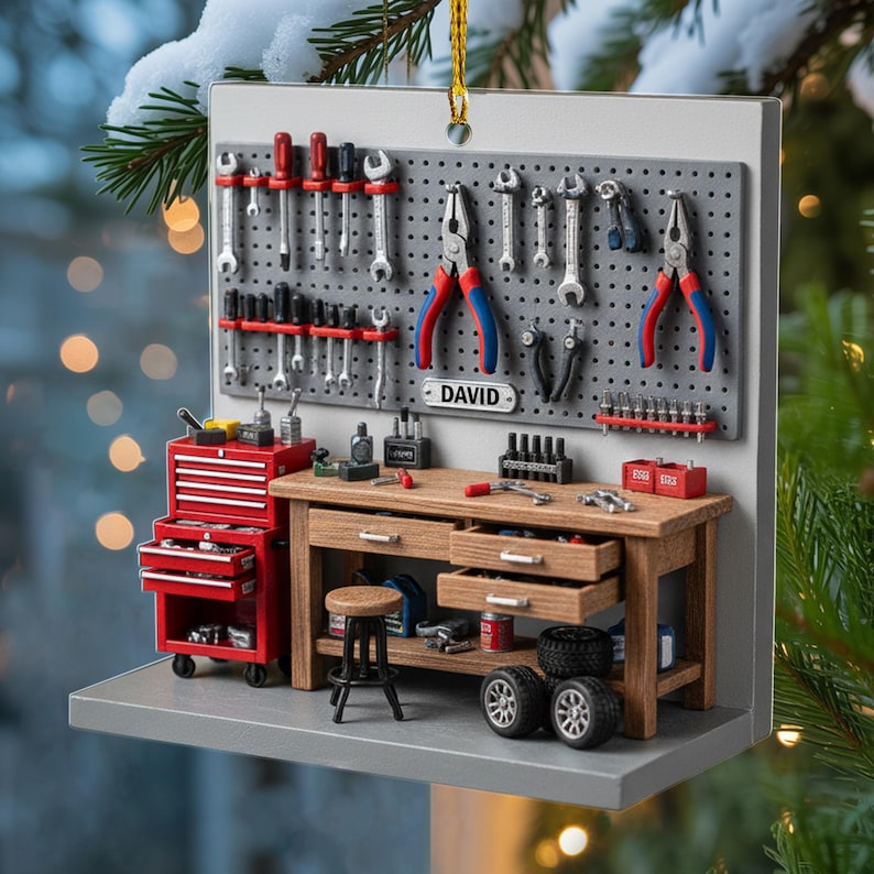 Custom Mechanic Tool Box 2D Flat Acrylic Ornament, Custom Tools Garage Ornament, Mechanic Gifts, Tool Staging, Mechanic Repair Shop Decor