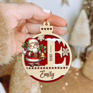 Personalized 2 Layer Wooden Santa Christmas Letter Ornament: Kids Baubles Gift