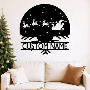 Metal Christmas Decorations, Merry Christmas Door Hanger, Santa Riding a Sleigh, Rustic Holiday Home Decor, Christmas Gift for Family, Xmas