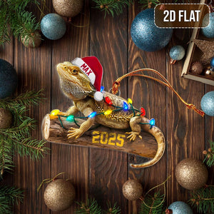 Personalized 2D Flat Bearded Dragon Christmas Ornament, Custom Name Pet Lizard Ornament Gift for Reptile Owners