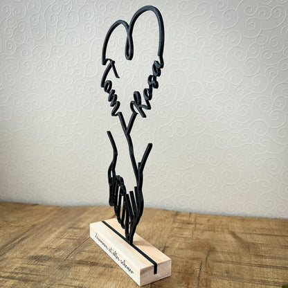 Personalized Wedding & Anniversary Gift | Line Art Decor | 3D Printed Hands Standee | Unique Couple Gift with Names