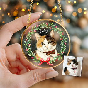 Custom Pet Portrait Glass Ornament, Dog Christmas Ornament, Pet Lover Gift, Pet Memorial Gift, Dog Lover Gift, Pet Christmas Decor