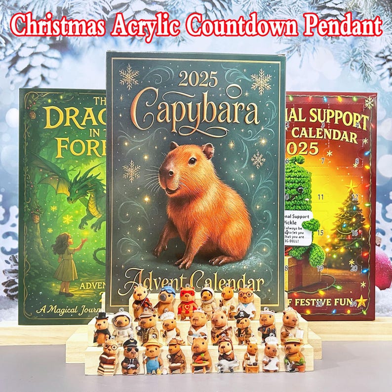 Emotional Support Advent Calendar,Capybara/National Parks Advent Calendar,Christmas Tree Ornaments;Acrylic Charm Countdown,Kids Surprise Box