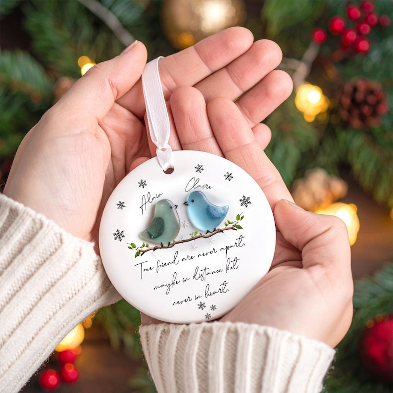 Custom Friend Sea Glass Apart 2D FLAT Ornament,Timeless Friendship Christmas Ornament,BFF Bestie Best Friend Couple Gift,True Friend Forever