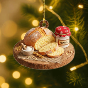 Personalized Sourdough Bread Ornament, Rustic 2D Flat Christmas Gift, Bakery Christmas Ornament, Bread Shop Tree Decoration Gift For Bakers