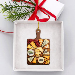 Personalized Charcuterie Board Ornament 2D Flat, Acrylic Tree Hanging Decor, Cheese Foodie Gift for Kitchen Lovers Christmas Tree Decoration
