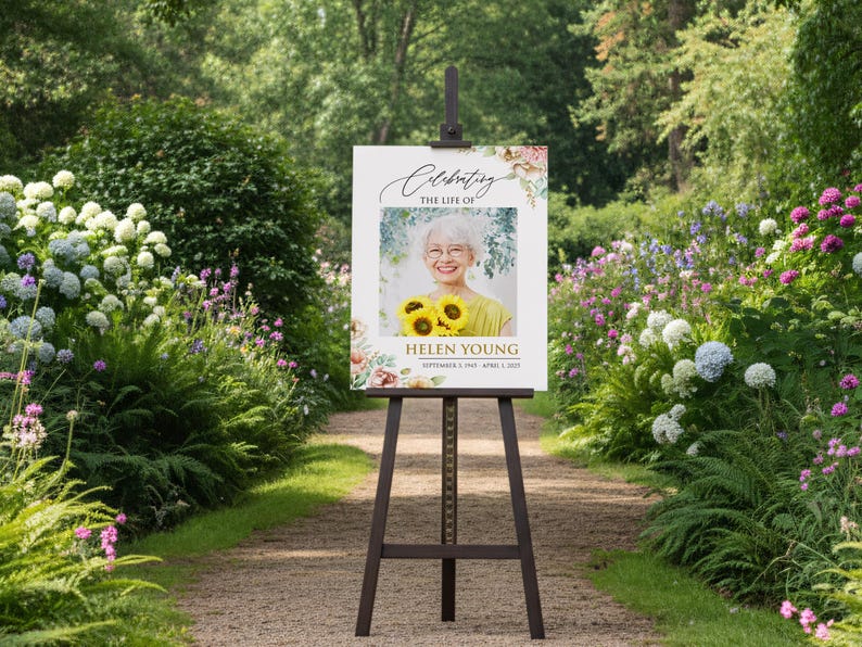 Custom Funeral Welcome Sign, Memorial Welcome Sign, Personalized Memorial Sign, Funeral Sign with Picture, Celebration of Life Sign