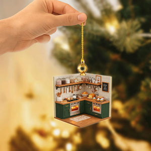 Personalized Baking Kitchen Christmas Ornament , 2D Flat Bakery Stall Bread Shop Christmas Tree Keepsake, Sweet Corner Xmas Gift for Bakers