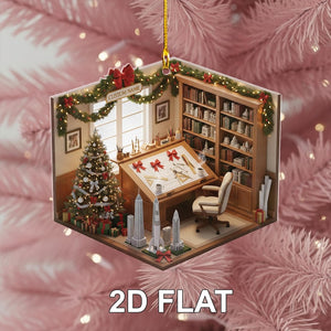 Architect Office 2D FLAT Ornament, Custom Name Architect Office Christmas Decor, Engineer Gift, Drafting Table Ornament, 2D Flat Ornament
