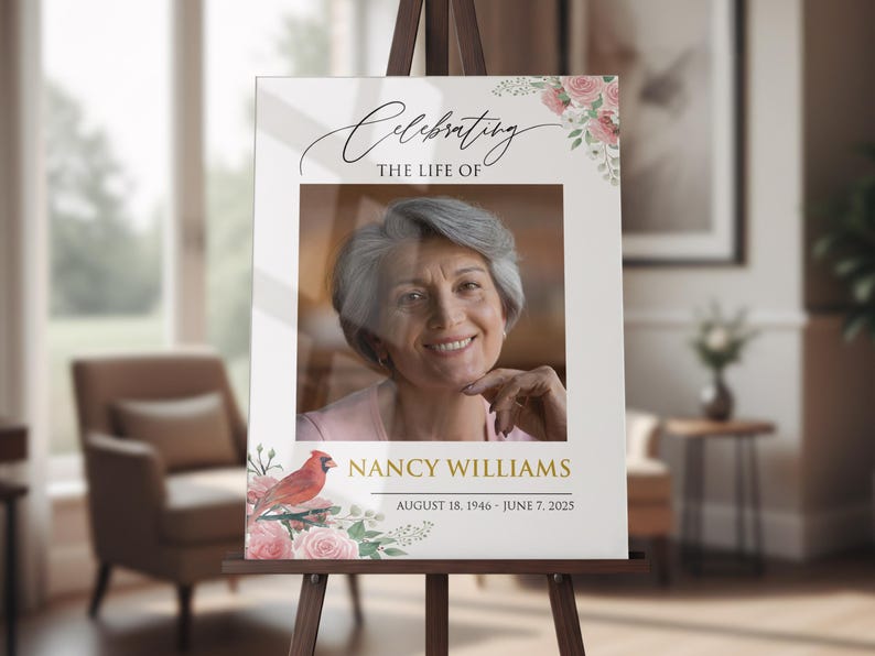 Custom Funeral Welcome Sign, Memorial Welcome Sign, Personalized Memorial Sign, Funeral Sign with Picture, Celebration of Life Sign