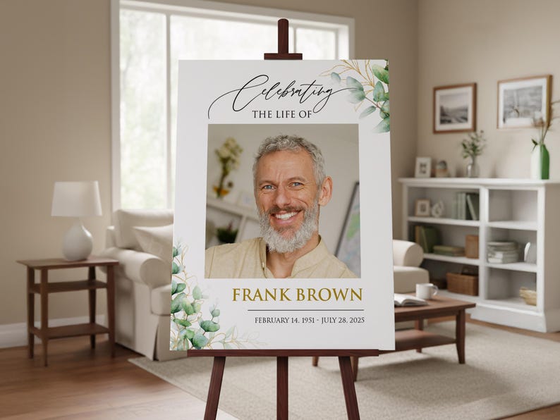Custom Funeral Welcome Sign, Memorial Welcome Sign, Personalized Memorial Sign, Funeral Sign with Picture, Celebration of Life Sign